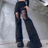 High Waisted Chain Jeans - Featuring a Cross Chain and Hollow Out Design for a Sexy and Elegant Look