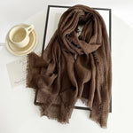 Long Cotton & Linen Scarf - Lightweight Solid Color Fashion Scarf