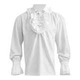 Victorian Renaissance Ruffled Gothic Steampunk Shirt – Stand Collar Single-Breasted Design