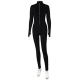 Elegant Long Sleeve Zipper Bodycon Jumpsuit