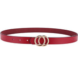 Double Ring Circle Button Leather Belt – Casual Elegance for Everyday Wear