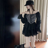 Retro Y2K Mini Dress Gothic Slim