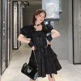 Gothic Style Bandage Emo Clothes Mini Dress - Alt Style Clothing