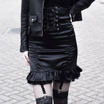 Sleek Gothic High-Waist Pencil Skirt – Mini Bandage Style