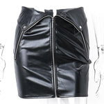Multi Zipper PU Leather High-waist Bodycon Mini Skirt - Alt Style Clothing