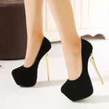 Sexy Pumps Shoes High Heel Flock Pumps - Alt Style Clothing