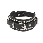PU Leather Studded Bracelet Adjustable Goth Cuff Bracelet - Alt Style Clothing