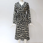 Leopard Print Asymmetrical Maxi Dress with Ruffle and High Split