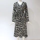 Leopard Print Asymmetrical Maxi Dress with Ruffle and High Split