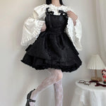 Goth Jacquard Cake Dress Dark Bow Robe Tunic Dress - Alt Style Clothing