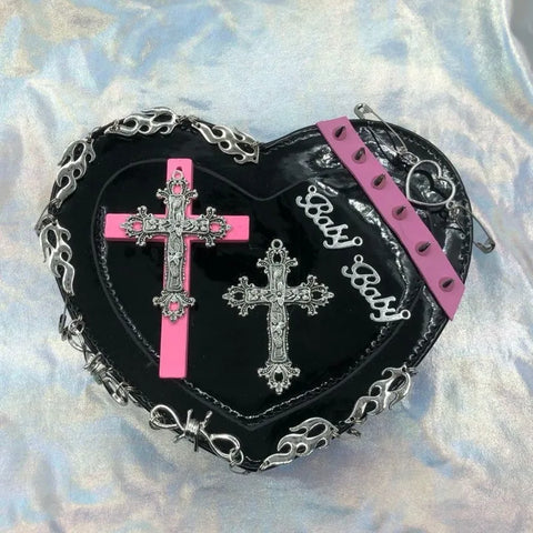 Boare Morts Gothic Punk Heart Messenger Bag