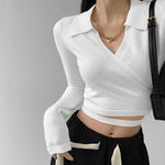 Cross Bandage Y2K Top V-neck - Alt Style Clothing