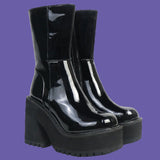 Platform High Heeled Boots Gothic Style