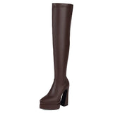 SaraIris Handmade Thigh High Pointed Toe Platform Boots - Sexy Over The Knee Boots for Winter Parties