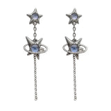 Gothic Irregular Moonstone Star Earrings – Trendy Asymmetrical Design