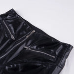 Low-Waisted Black PU Coated Faux Leather Skinny Pants – Stretch Fit with Unique Details