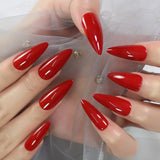 24pcs Stiletto Mirror Red Press-On Nails with Tabs