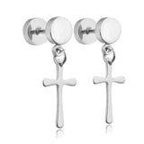 Stainless Steel Cross Skull Star Scorpion Tassel Chain Stud Earrings