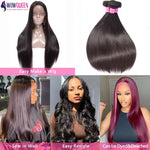 Straight Peruvian Remy Human Hair Weave Bundles - 100% Natural Black Extensions