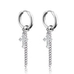 Stainless Steel Cross Skull Star Scorpion Tassel Chain Stud Earrings