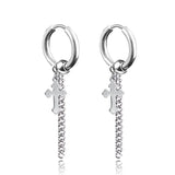 Stainless Steel Cross Skull Star Scorpion Tassel Chain Stud Earrings