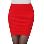 Short Elastic Pleated High Waist Slim Mini Skirt - Casual Pencil Silhouette