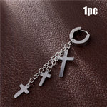 Multi-Layered Cross Chain Dangle Earrings