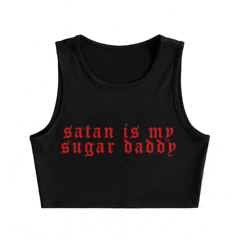 Satan Is My Sugar Daddy Print Tank Top - Alt Style Clothing