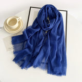 Long Cotton & Linen Scarf - Lightweight Solid Color Fashion Scarf