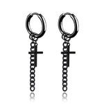 Stainless Steel Cross Skull Star Scorpion Tassel Chain Stud Earrings