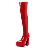 SaraIris Handmade Thigh High Pointed Toe Platform Boots - Sexy Over The Knee Boots for Winter Parties