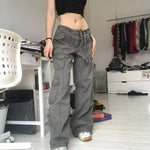 Straight Oversized Cargo Pants - Mid-Waist Wide-Leg Casual Style