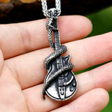 Retro Domineering Snake Guitar Pendant Necklace for Men