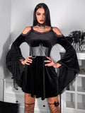 Gothic Dress Y2K Mini Long Sleeve Draped Bodycon Vintage - Alt Style Clothing