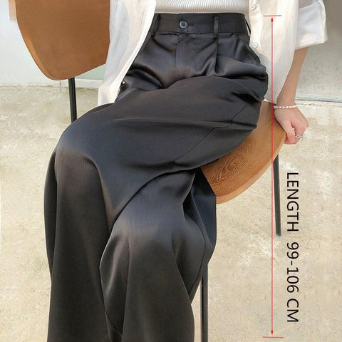 Silk Satin Oversize High Waist Casual Pants