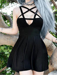 Fitshinling Pentagram Strap Gothic Dress - Alt Style Clothing