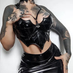 Gothic Backless Bat Top in PU Leather and Latex – Punk Egirl Style