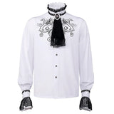 Victorian Renaissance Ruffled Gothic Steampunk Shirt – Stand Collar Single-Breasted Design