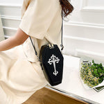 Gothic Women Messenger Bag Cross Coffin Shape - Alt Style Clothing