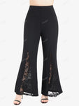 Gothic Flare Pants With Lace-Up High Waist Overlength Skinny