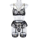 Sexy Chain Gothic Transparent Lace Underwear Set - Alt Style Clothing