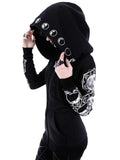 Gothic Punk Print Long Sleeve Hoodie - Alt Style Clothing