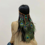 Boho Peacock Feather Adjustable Headdress - Women's Novelty Hair Band