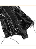 PVC Lace Up Bandage Zipper Bodysuit Shiny PU Leather - Alt Style Clothing