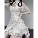 Vintage Chinese Style Cheongsam High Split Mini Dress - Alt Style Clothing