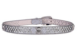 Rivet Rhinestone Wide Belt - Pearlescent Lacquer PU Leather