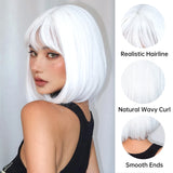 Gothic White Bob Wig – Straight Synthetic Hair for Party Use