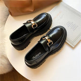 Loafers Ladies Thick Sole Slip on Flats Creepers Leather Platform Shoes