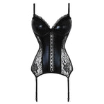 Gothic Lace Faux Leather Corset Bra Bustier