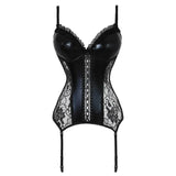 Gothic Lace Faux Leather Corset Bra Bustier